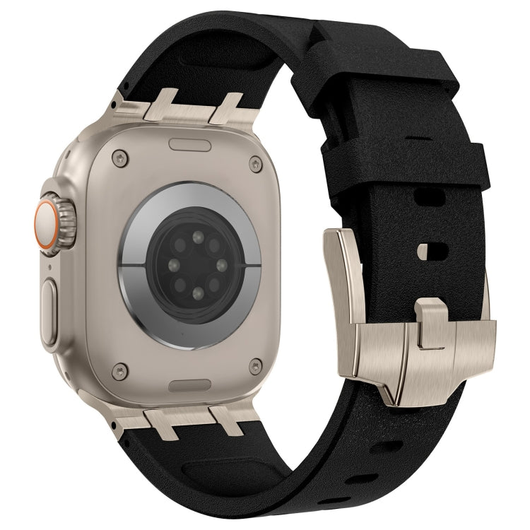 For Apple Watch Series 3 42mm Stone Grain Liquid Silicone Watch Band(Titanium Black) - Watch Bands by PMC TechLife | Online Shopping South Africa | PMC TechLife
