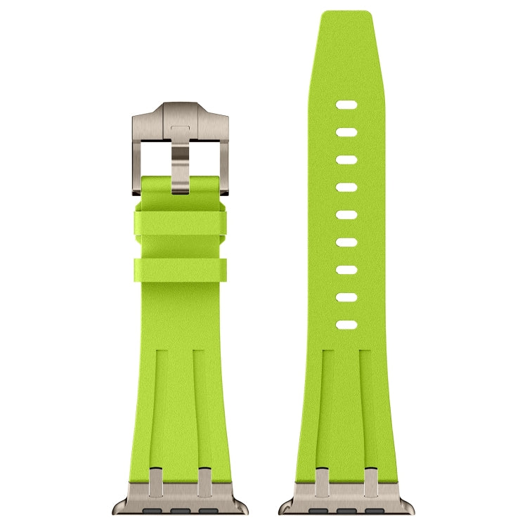 For Apple Watch Series 3 42mm Stone Grain Liquid Silicone Watch Band(Titanium Green) - Watch Bands by PMC TechLife | Online Shopping South Africa | PMC TechLife