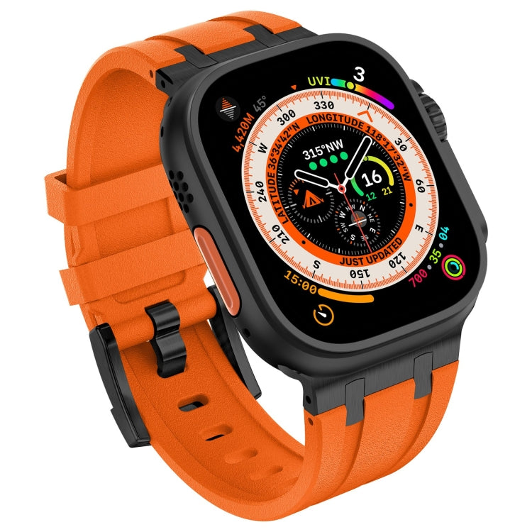 For Apple Watch Series 2 42mm Stone Grain Liquid Silicone Watch Band(Black Orange) - Watch Bands by PMC Jewellery | Online Shopping South Africa | PMC Jewellery