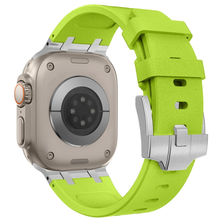 For Apple Watch Series 2 42mm Stone Grain Liquid Silicone Watch Band(Silver Green) - Watch Bands by PMC TechLife | Online Shopping South Africa | PMC TechLife