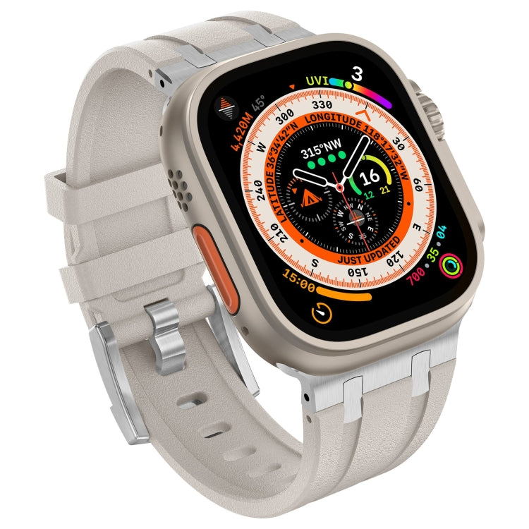 For Apple Watch Series 2 42mm Stone Grain Liquid Silicone Watch Band(Silver Starlight) - free shipping - PMC TechLife - Order now!