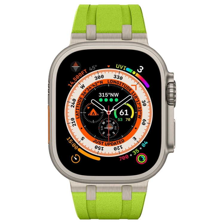 For Apple Watch 42mm Stone Grain Liquid Silicone Watch Band(Titanium Green) - Watch Bands by PMC TechLife | Online Shopping South Africa | PMC TechLife