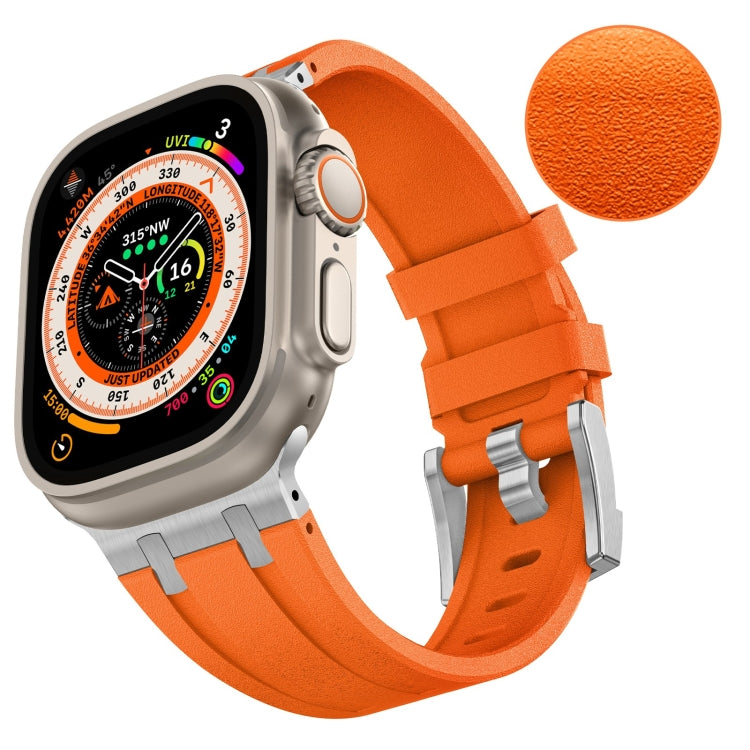 For Apple Watch 42mm Stone Grain Liquid Silicone Watch Band(Sliver Orange) - Watch Bands by PMC TechLife | Online Shopping South Africa | PMC TechLife