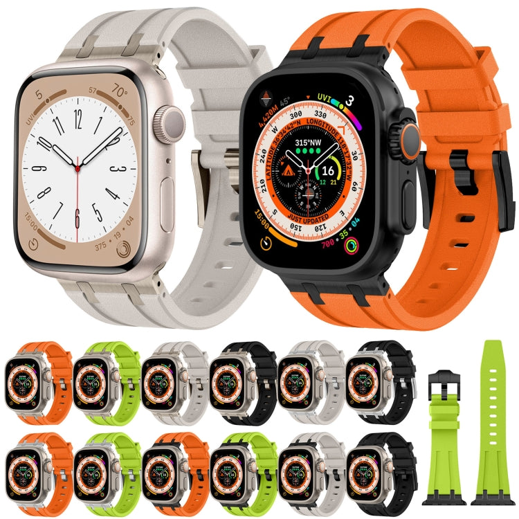 For Apple Watch SE 44mm Stone Grain Liquid Silicone Watch Band(Silver Black) - Watch Bands by PMC TechLife | Online Shopping South Africa | PMC TechLife