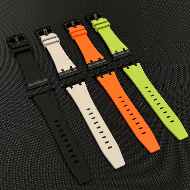 For Apple Watch 42mm Stone Grain Liquid Silicone Watch Band(Black Starlight) - Watch Bands by PMC Jewellery | Online Shopping South Africa | PMC Jewellery