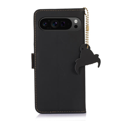 For Google Pixel 9 Pro Genuine Leather Magnetic RFID Leather Phone Case(Black) - Google Cases by PMC Jewellery | Online Shopping South Africa | PMC Jewellery | Buy Now Pay Later Mobicred