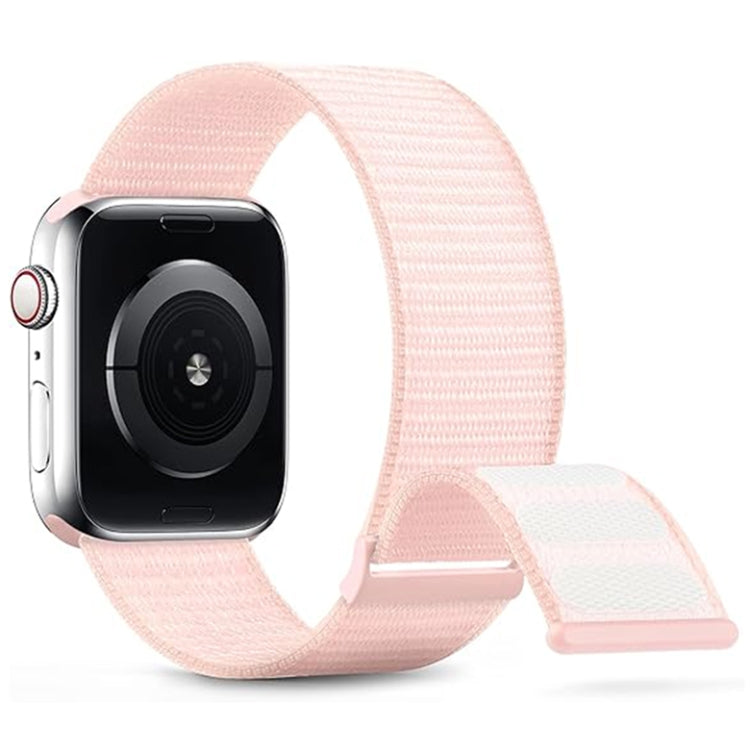 For Apple Watch Series 9 45mm Dual Hook and Loop Nylon Watch Band(Pearl Powder) - Watch Bands by PMC TechLife | Online Shopping South Africa | PMC TechLife