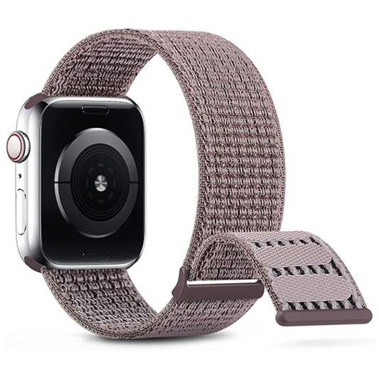 For Apple Watch Series 4 44mm Dual Hook and Loop Nylon Watch Band(Smoke Purple) - Watch Bands by PMC Jewellery | Online Shopping South Africa | PMC Jewellery