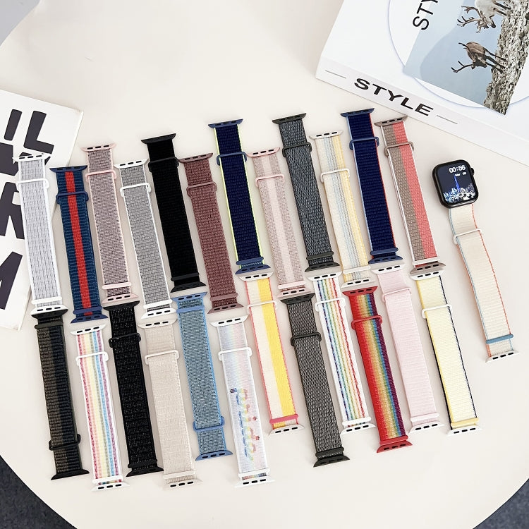 For Apple Watch SE 2022 44mm Dual Hook and Loop Nylon Watch Band(Smoke Purple) - Watch Bands by PMC TechLife | Online Shopping South Africa | PMC TechLife