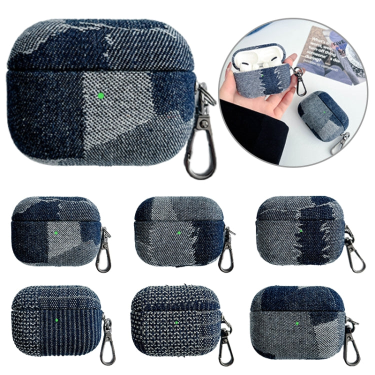 For AirPods Pro 2 Stitching Denim Cloth Bluetooth Earphone Protective Case(Light Color Lightning) - For AirPods Pro 2 by PMC Jewellery | Online Shopping South Africa | PMC Jewellery | Buy Now Pay Later Mobicred