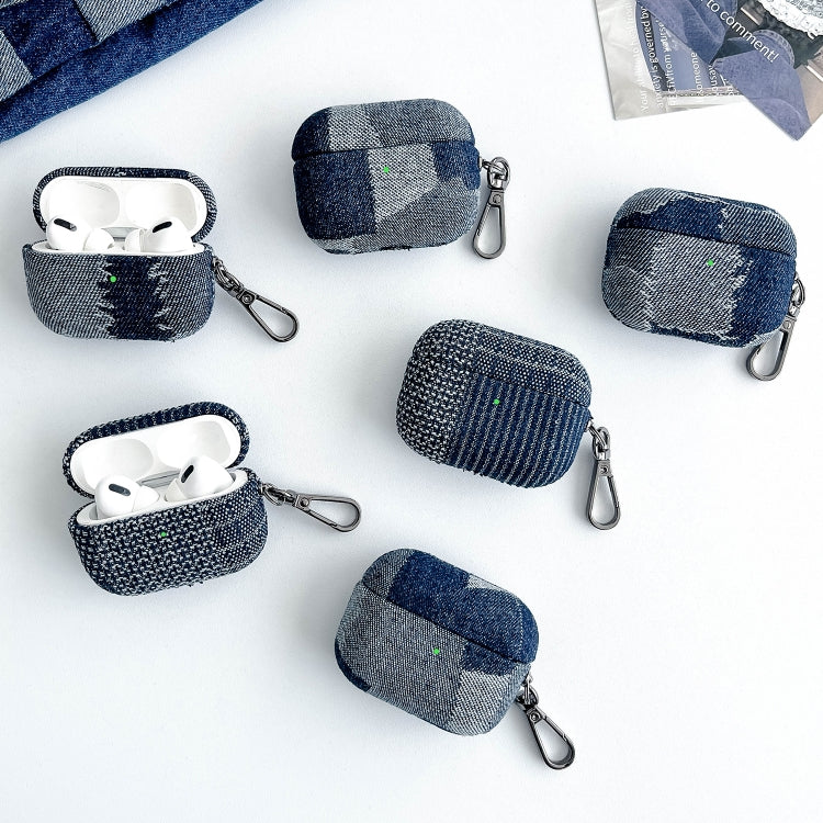 For AirPods Pro 2 Stitching Denim Cloth Bluetooth Earphone Protective Case(Rhombus) - For AirPods Pro 2 by PMC Jewellery | Online Shopping South Africa | PMC Jewellery | Buy Now Pay Later Mobicred