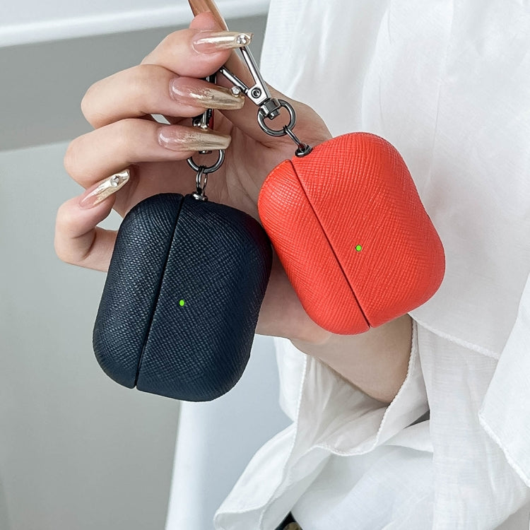 For AirPods Pro 2 Cross Texture PU Leather Bluetooth Earphone Protective Case(Black) - free shipping - PMC Jewellery - Order now!