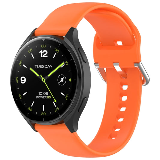 For Xiaomi Watch 2 Solid Color Metal Silver Buckle Silicone Watch Band, Size: S(Orange) - Watch Bands by PMC Jewellery | Online Shopping South Africa | PMC Jewellery