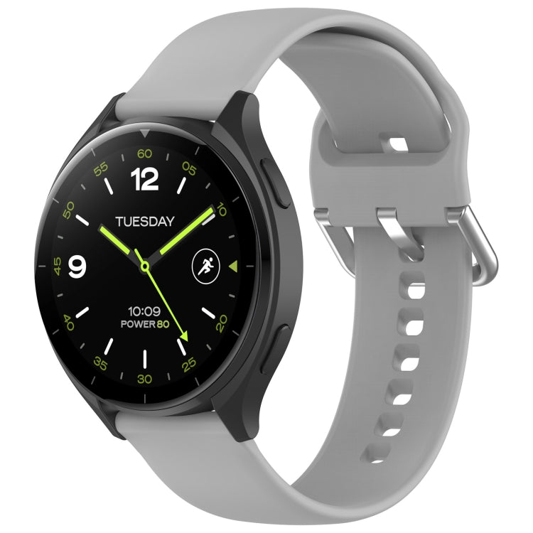 For Xiaomi Watch 2 Solid Color Metal Silver Buckle Silicone Watch Band, Size: S(Grey) - Watch Bands by PMC TechLife | Online Shopping South Africa | PMC TechLife | Buy Now Pay Later Mobicred