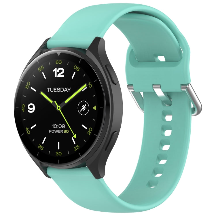 For Xiaomi Watch 2 Solid Color Metal Silver Buckle Silicone Watch Band, Size: S(Teal) - Watch Bands by PMC Jewellery | Online Shopping South Africa | PMC Jewellery