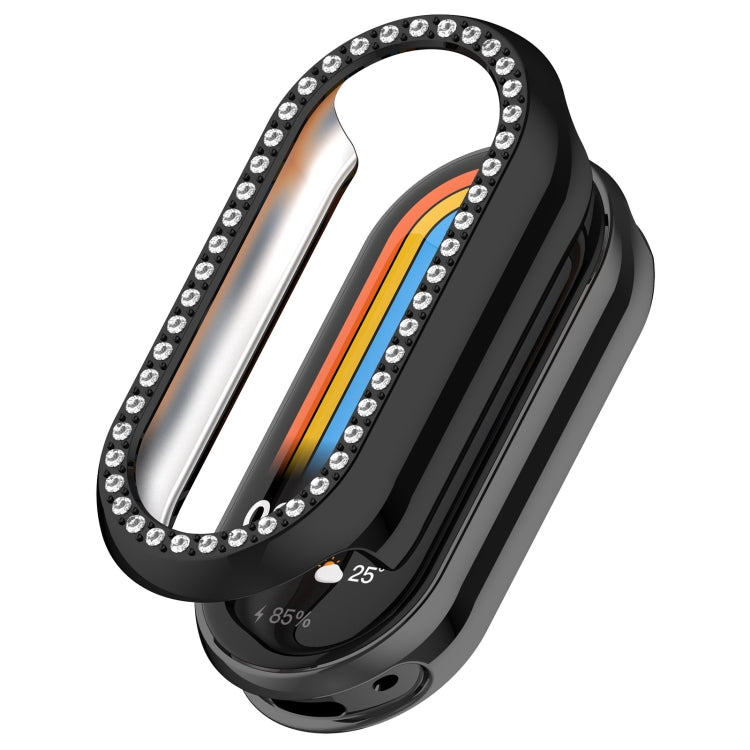 For Xiaomi Mi Band 8 Diamond Half Pack Hollow PC Watch Protective Case(Black) - Watch Cases by PMC TechLife | Online Shopping South Africa | PMC TechLife