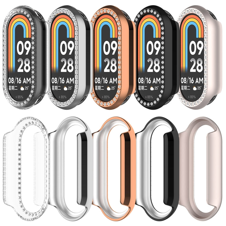 For Xiaomi Mi Band 8 Diamond Half Pack Hollow PC Watch Protective Case(Silver) - Watch Cases by PMC Jewellery | Online Shopping South Africa | PMC Jewellery