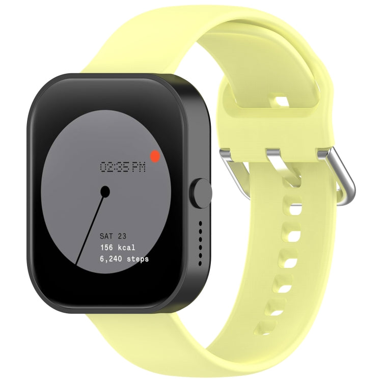 For CMF Watch Pro D395 22mm Solid Color Silver Buckle Silicone Watch Band, Size:L(Yellow) - Watch Bands by PMC TechLife | Online Shopping South Africa | PMC TechLife