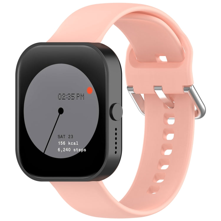 For CMF Watch Pro D395 22mm Solid Color Silver Buckle Silicone Watch Band, Size:L(Light Pink) - Watch Bands by PMC TechLife | Online Shopping South Africa | PMC TechLife