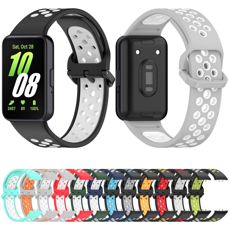 For Samsung Galaxy Fit 3 Two Color Breathable Silicone Watch Band(Black Blue) - Watch Bands by PMC TechLife | Online Shopping South Africa | PMC TechLife
