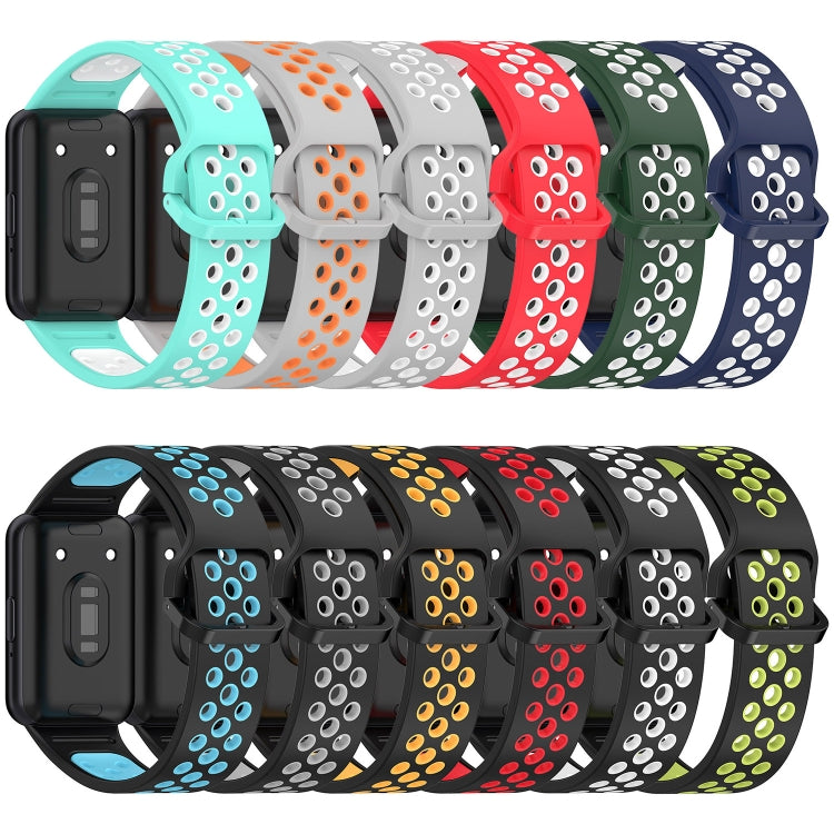 For Samsung Galaxy Fit 3 Two Color Breathable Silicone Watch Band(Teal White) - Watch Bands by PMC TechLife | Online Shopping South Africa | PMC TechLife