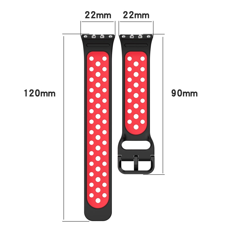 For Samsung Galaxy Fit 3 Two Color Breathable Silicone Watch Band(Black Red) - Watch Bands by PMC Jewellery | Online Shopping South Africa | PMC Jewellery