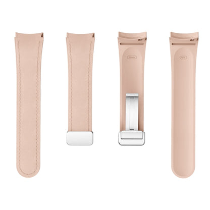 For Samsung Galaxy Watch 6 Magnetic Silver Buckle Leather Silicone Watch Band(Pink) - Watch Bands by PMC Jewellery | Online Shopping South Africa | PMC Jewellery