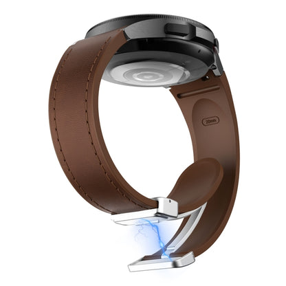 For Samsung Galaxy Watch 6 Magnetic Silver Buckle Leather Silicone Watch Band(Dark Brown) - Watch Bands by PMC Jewellery | Online Shopping South Africa | PMC Jewellery