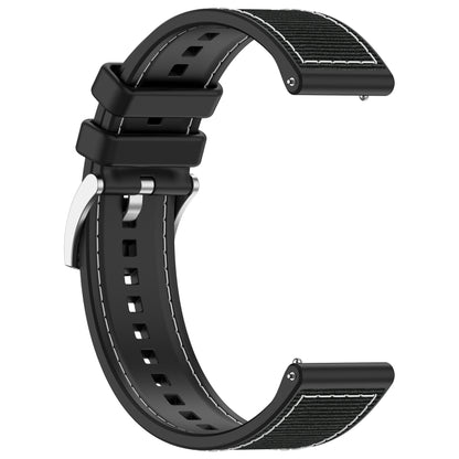 22mm Hybrid Nylon Braid Silicone Watch Band(Black) - 22mm Bands by PMC Jewellery | Online Shopping South Africa | PMC Jewellery