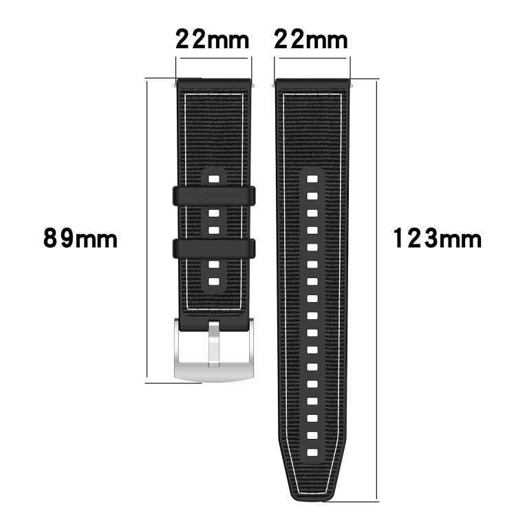 22mm Hybrid Nylon Braid Silicone Watch Band(Black) - 22mm Bands by PMC Jewellery | Online Shopping South Africa | PMC Jewellery