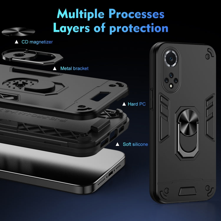 For Huawei nova 9 Shockproof Metal Ring Holder Phone Case(Black) - Huawei Cases by PMC TechLife | Online Shopping South Africa | PMC TechLife | Buy Now Pay Later Mobicred
