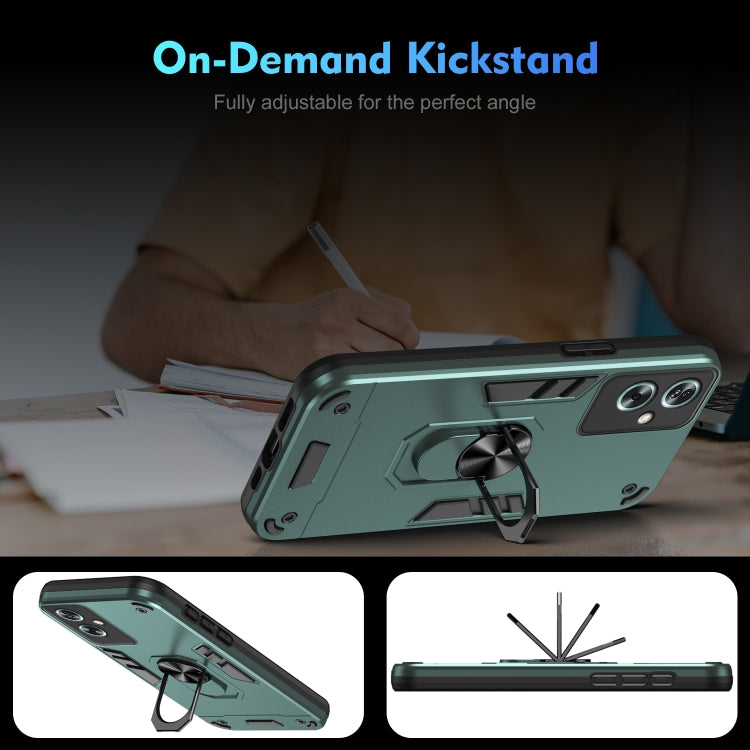 For OPPO A79 5G Shockproof Metal Ring Holder Phone Case(Green) - OPPO Cases by PMC TechLife | Online Shopping South Africa | PMC TechLife