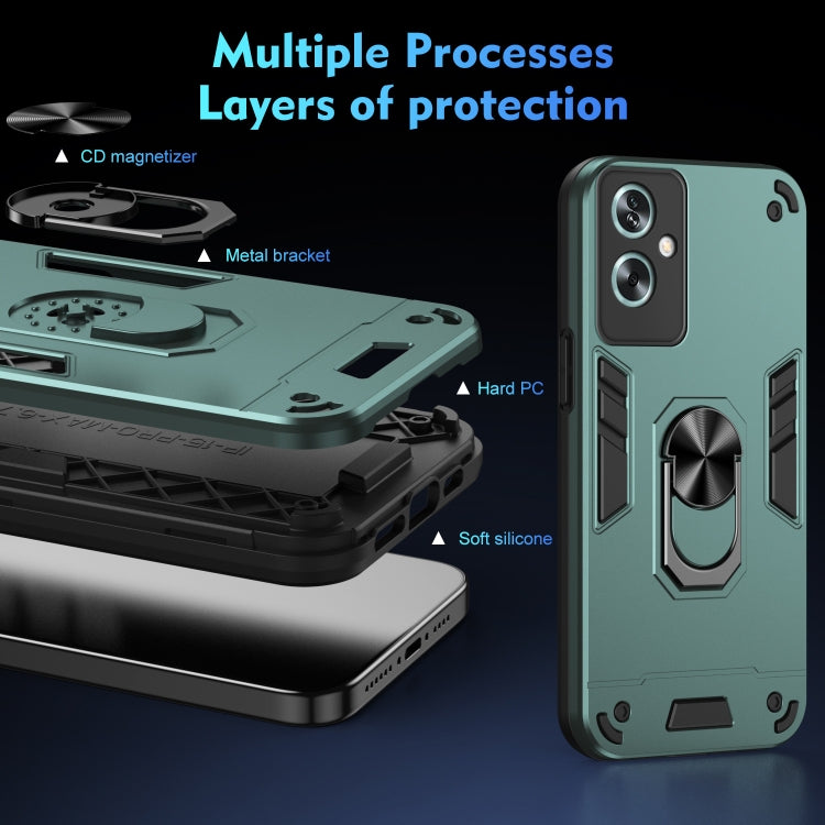 For OPPO A79 5G Shockproof Metal Ring Holder Phone Case(Green) - OPPO Cases by PMC TechLife | Online Shopping South Africa | PMC TechLife