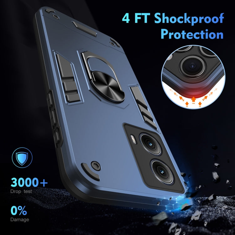 For Motorola Edge 2024 Shockproof Metal Ring Holder Phone Case(Blue) - Motorola Cases by PMC Jewellery | Online Shopping South Africa | PMC Jewellery | Buy Now Pay Later Mobicred
