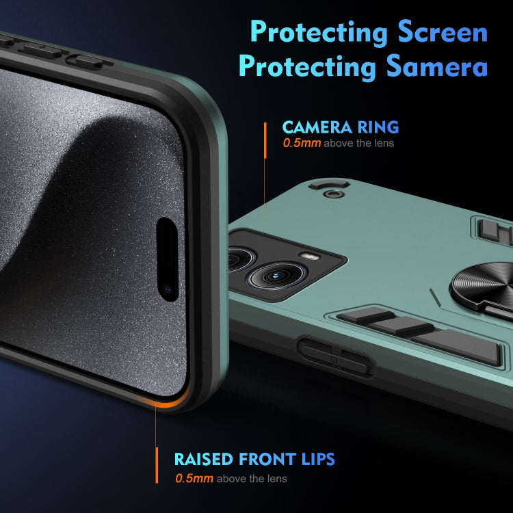 For Motorola Edge 2024 Shockproof Metal Ring Holder Phone Case(Green) - Motorola Cases by PMC Jewellery | Online Shopping South Africa | PMC Jewellery | Buy Now Pay Later Mobicred