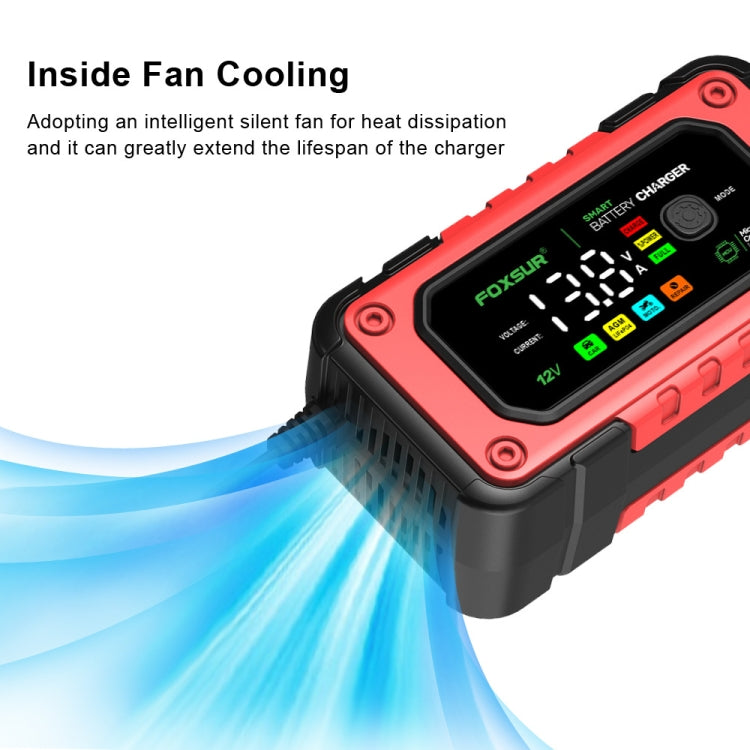 FOXSUR 7A 12V Car / Motorcycle Smart Battery Charger, Plug Type:US Plug(Red) - free shipping - PMC TechLife - Order now!