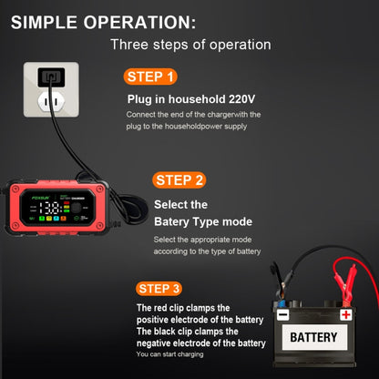 FOXSUR 7A 12V Car / Motorcycle Smart Battery Charger, Plug Type:US Plug(Red) - Battery Charger by FOXSUR | Online Shopping South Africa | PMC Jewellery | Buy Now Pay Later Mobicred