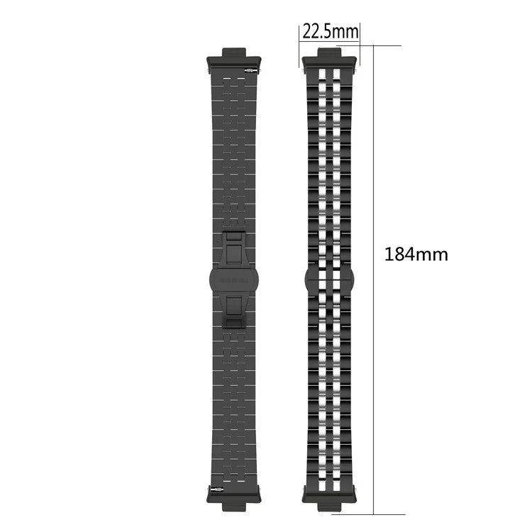 For  Xiaomi Redmi Watch 4 Five-bead Butterfly Buckle Metal Watch Band(Silver Black B) - Watch Bands by PMC Jewellery | Online Shopping South Africa | PMC Jewellery