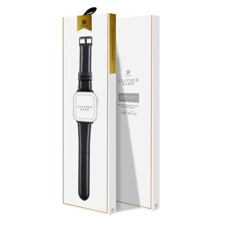 For Apple Watch 42mm DUX DUCIS Business Genuine Leather Watch Strap(Black) - Watch Bands by DUX DUCIS | Online Shopping South Africa | PMC TechLife | Buy Now Pay Later Mobicred
