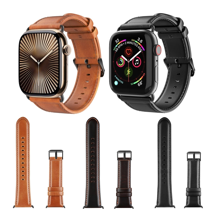 For Apple Watch 38mm DUX DUCIS Business Genuine Leather Watch Strap(Black) - free shipping - PMC TechLife - Order now!