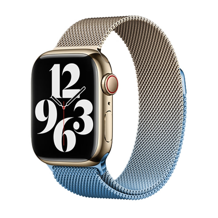 For Apple Watch Series 9 41mm Milan Gradient Loop Magnetic Buckle Watch Band(Gold Blue) - Watch Bands by PMC TechLife | Online Shopping South Africa | PMC TechLife