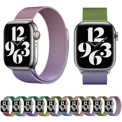 For Apple Watch 38mm Milan Gradient Loop Magnetic Buckle Watch Band(Gold Green) - Watch Bands by PMC Jewellery | Online Shopping South Africa | PMC Jewellery