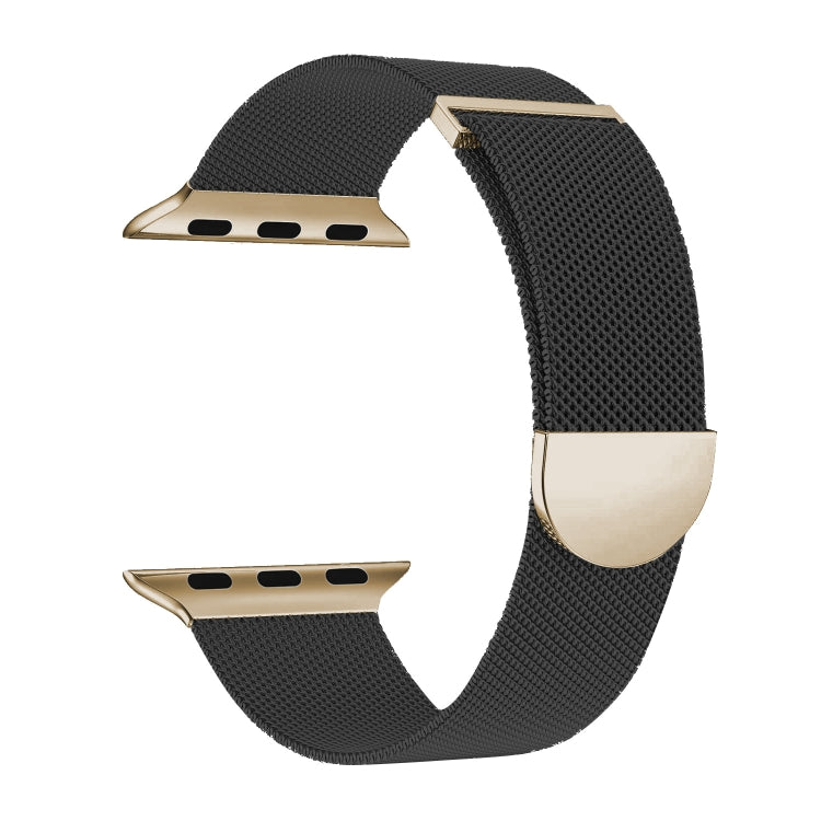 For Apple Watch Ultra 2 49mm Two Color Milanese Loop Magnetic Watch Band(Black Gold) - Watch Bands by PMC Jewellery | Online Shopping South Africa | PMC Jewellery