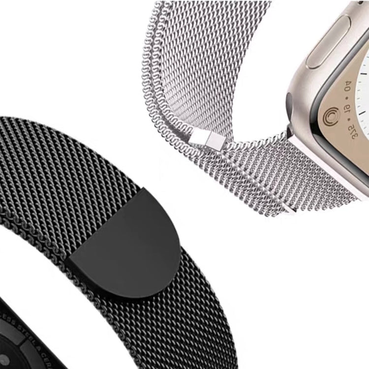 For Apple Watch Series 2 42mm Two Color Milanese Loop Magnetic Watch Band(Black Gold) - Watch Bands by PMC Jewellery | Online Shopping South Africa | PMC Jewellery