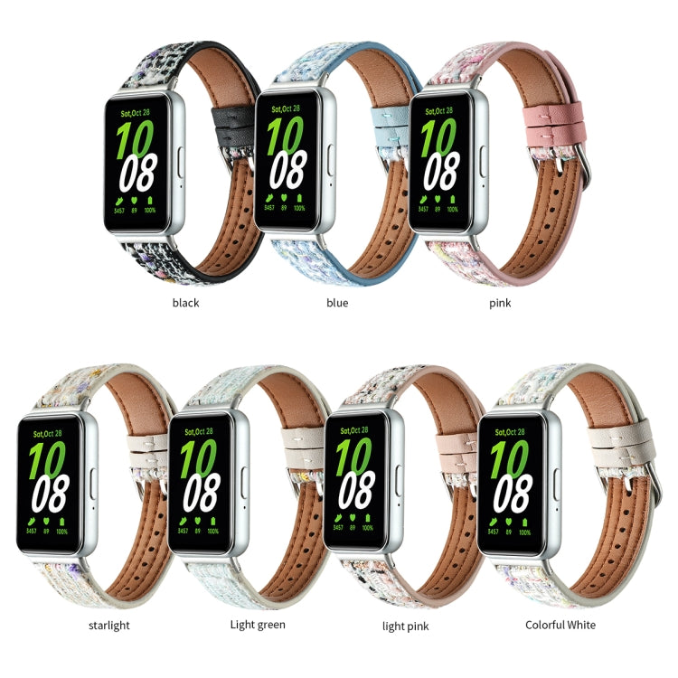 For Samsung Galaxy Fit 3 Woolen Leather Watch Band(Colorful White) - Watch Bands by PMC Jewellery | Online Shopping South Africa | PMC Jewellery