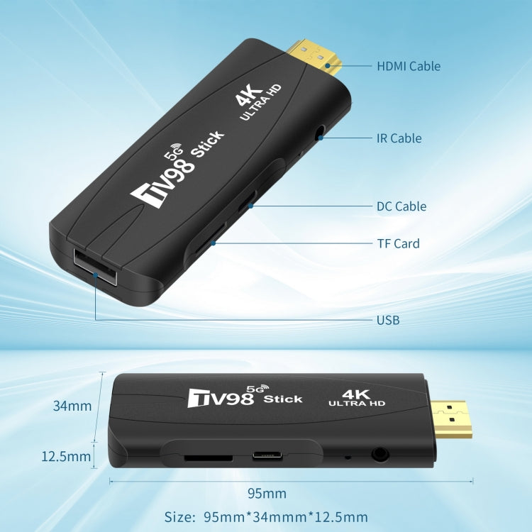 TV98 Rockchip 3228A Quad Core 4K HD Bluetooth Android TV Stick, RAM:2GB+16GB(AU Plug) - Android TV Sticks by PMC TechLife | Online Shopping South Africa | PMC TechLife | Buy Now Pay Later Mobicred