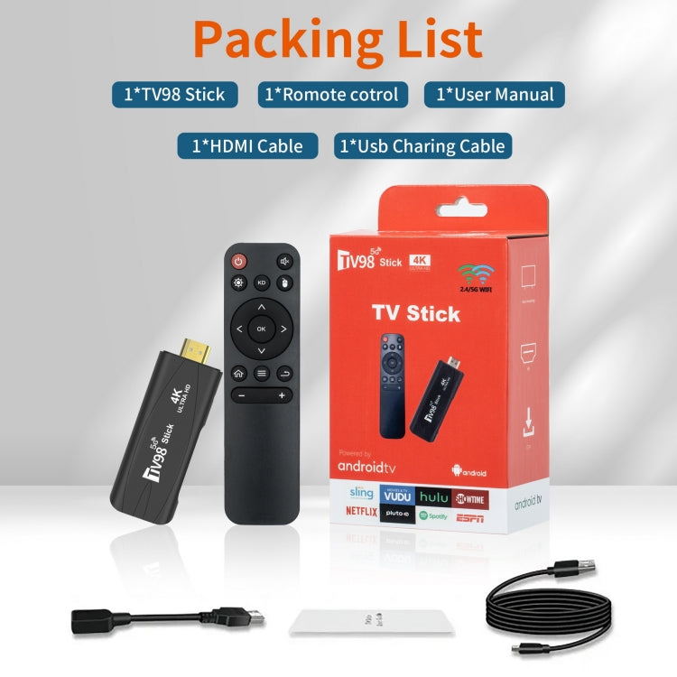 TV98 Rockchip 3228A Quad Core 4K HD Bluetooth Android TV Stick, RAM:4GB+32GB(UK Plug) - Android TV Sticks by PMC TechLife | Online Shopping South Africa | PMC TechLife | Buy Now Pay Later Mobicred
