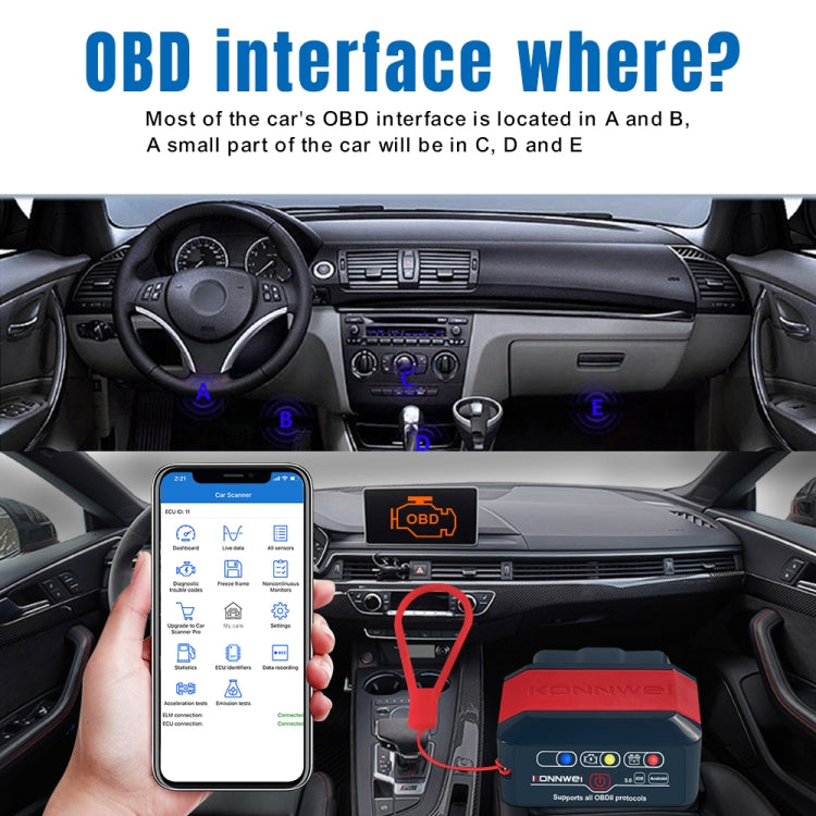 KONNWEI KW905 Bluetooth 5.0 Car OBD2 Scanner Support Android & iOS(Black) - Code Readers & Scan Tools by KONNWEI | Online Shopping South Africa | PMC Jewellery | Buy Now Pay Later Mobicred