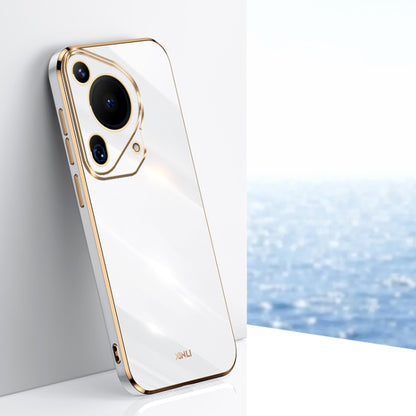 For Huawei Pura 70 Ultra XINLI Straight 6D Plating Gold Edge TPU Phone Case(White) - Huawei Cases by XINLI | Online Shopping South Africa | PMC Jewellery | Buy Now Pay Later Mobicred