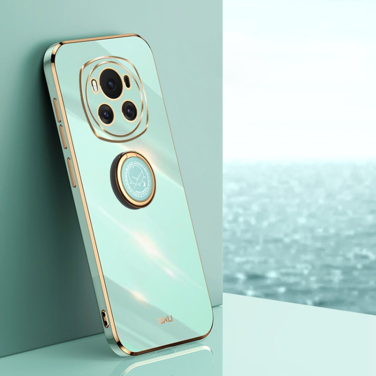 For Honor Magic6 5G XINLI Straight 6D Plating Gold Edge TPU Shockproof Case with Ring Holder(Mint Green) - Honor Cases by XINLI | Online Shopping South Africa | PMC Jewellery | Buy Now Pay Later Mobicred